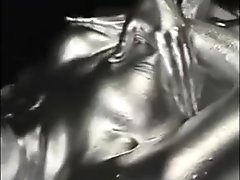 Japanese girl in silver paint gets fucked
